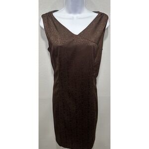 Coldwater Creek Dress Women's Size 12 Brown Animal Print Sleeveless Back Zip
